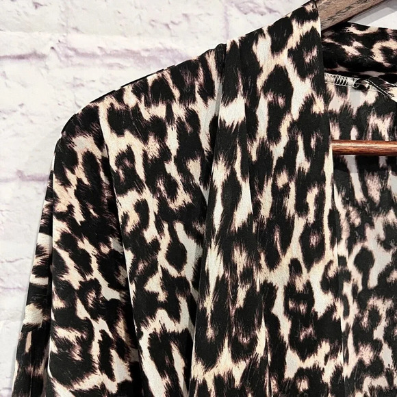 Cacique‎ Size 14/16 Kimono Wrap Robe Short Leopard Animal Print Polyester - Picture 6 of 9